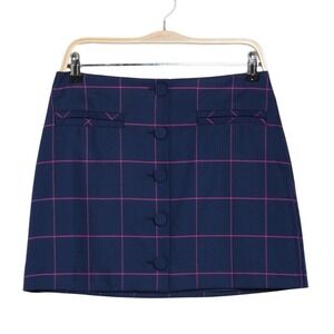 TRINA TURK East Village Windowpane Plaid Mini Skirt Navy Blue Size‎ 6